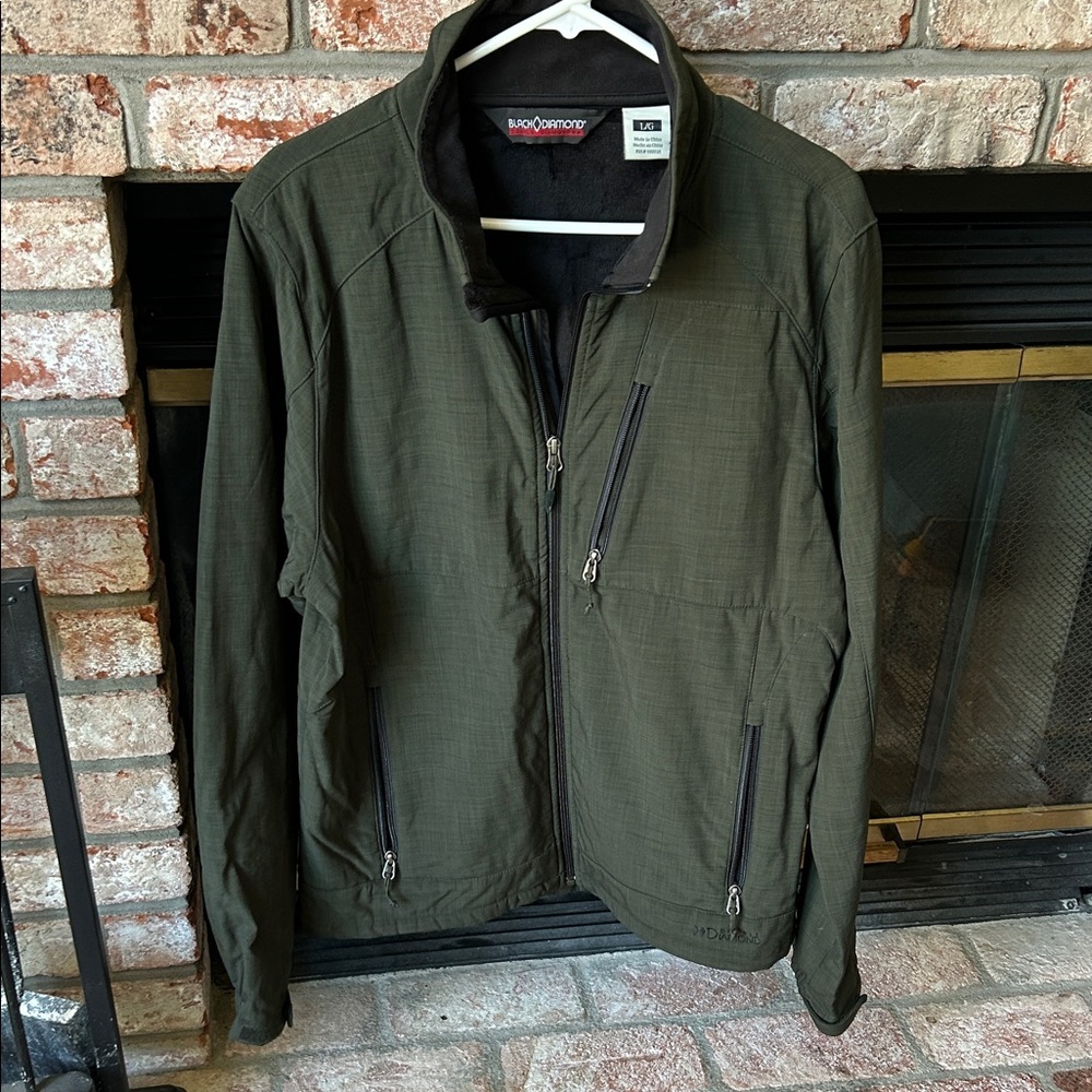 Black Diamond Double Diamond Softshell Jacket Full Zip Fleece Lined Mens Size L
